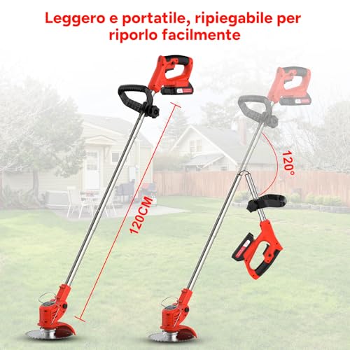 Detalle de OUTIGO Decespugliatore a Batteria 800 W con Tagliaerba Elettrico, 4 lame e asta telescopica 71–106 cm