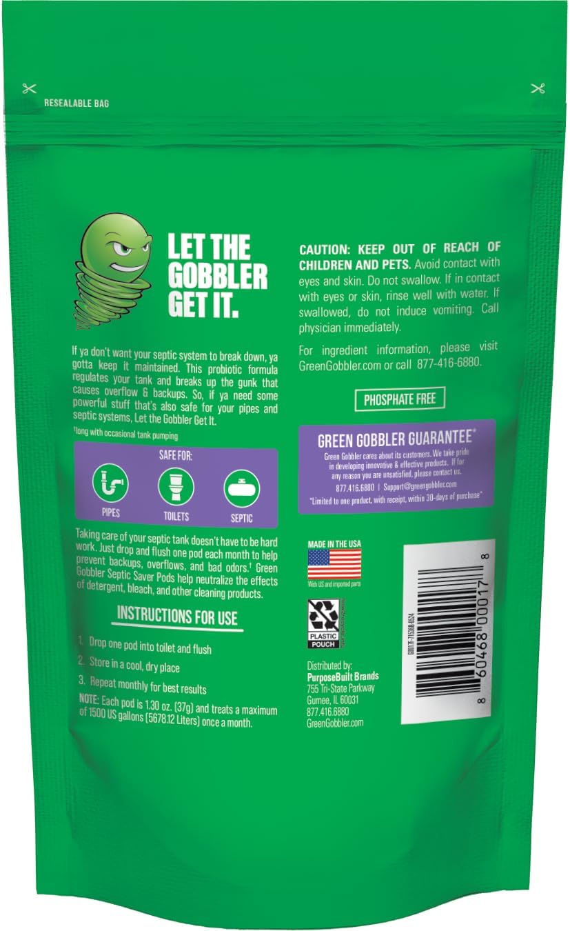 Detalle de Green Gobbler Septic Tank Treatment Packets, 12-Month Supply