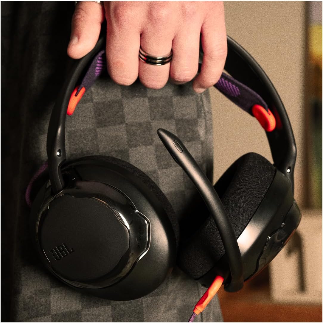Detalle de JBL Quantum 250 Wired Over-Ear Gaming Headset (Black) with Spatial Sound and Replaceable Parts