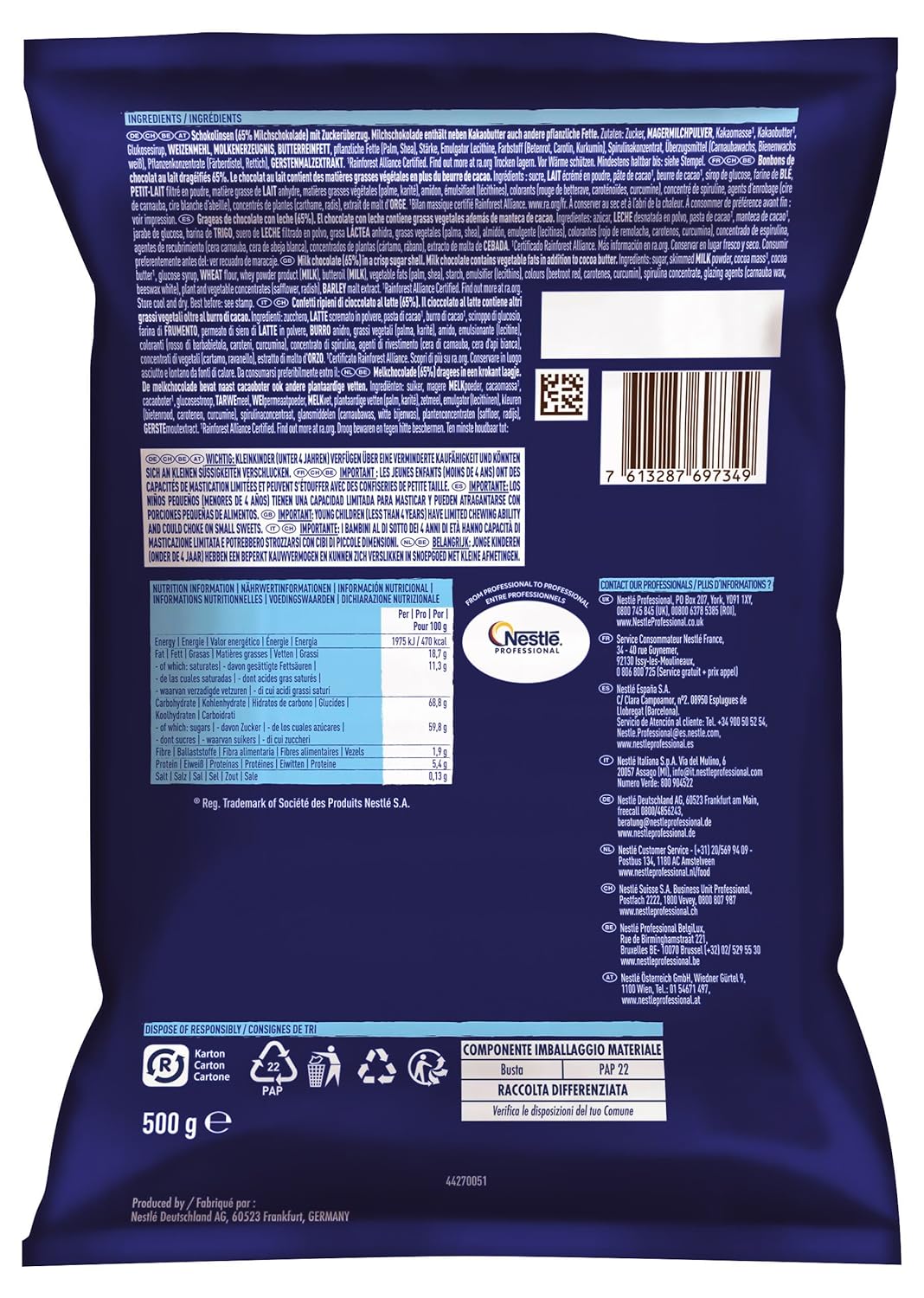 Detalle de SMARTIES Mini Mix-in – Kleine knusprige Pastillen mit Milchschokoladen-Geschmack, 500 g