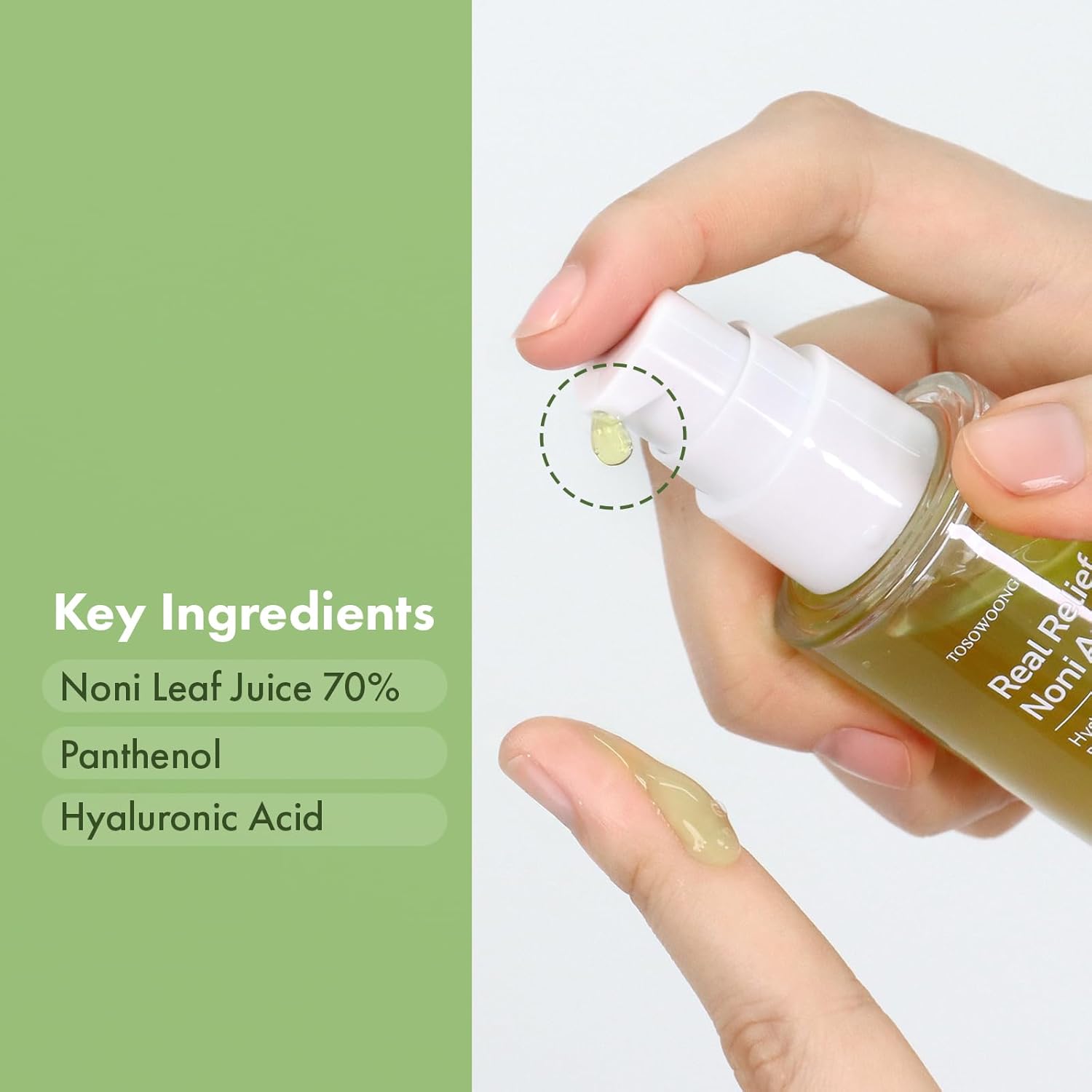 Detalle de TOSOWOONG Ampolla Real Relief Noni – 33 ml, idratante con succo di foglie di Noni al 70%