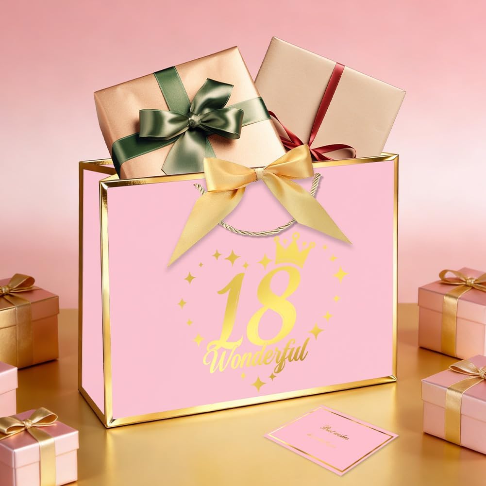 Detalle 1 de OFFCUP 18th Birthday Gift Bag, Rose Gold, 28 x 20 x 10 cm