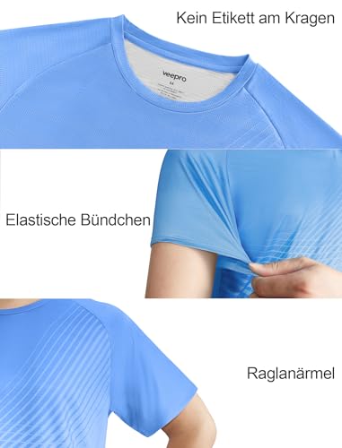 Detalle 2 de Veepro Men’s Gradient Blue Moisture-Wicking Gym T-Shirt, Short Sleeve