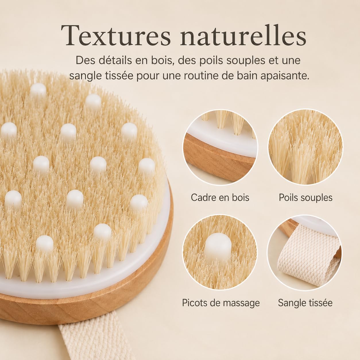 Thumbnail 3 de Uervoton Trockenbürste – natürliche Körperbürste aus Holz für Peeling, Trockenmassage & Lymphdrainage