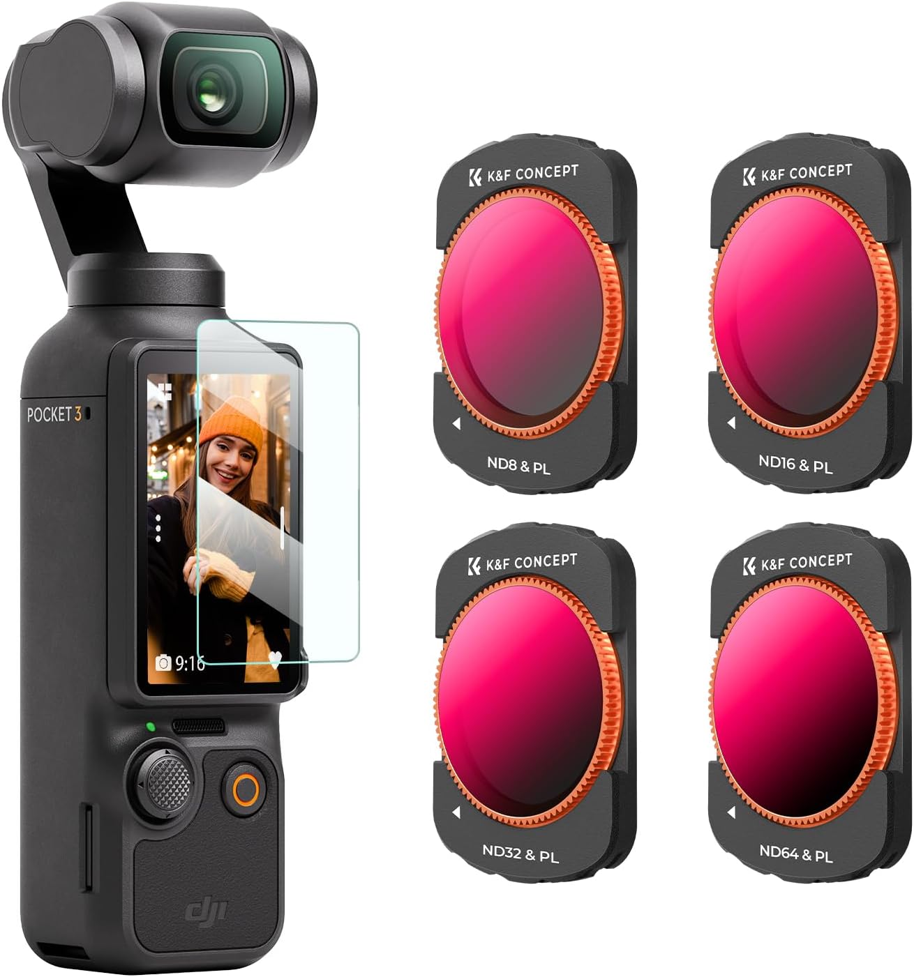 Detalle de K&F CONCEPT 4-Pack ND/PL Filter Kit for DJI Osmo Pocket 4/3 (FD161)