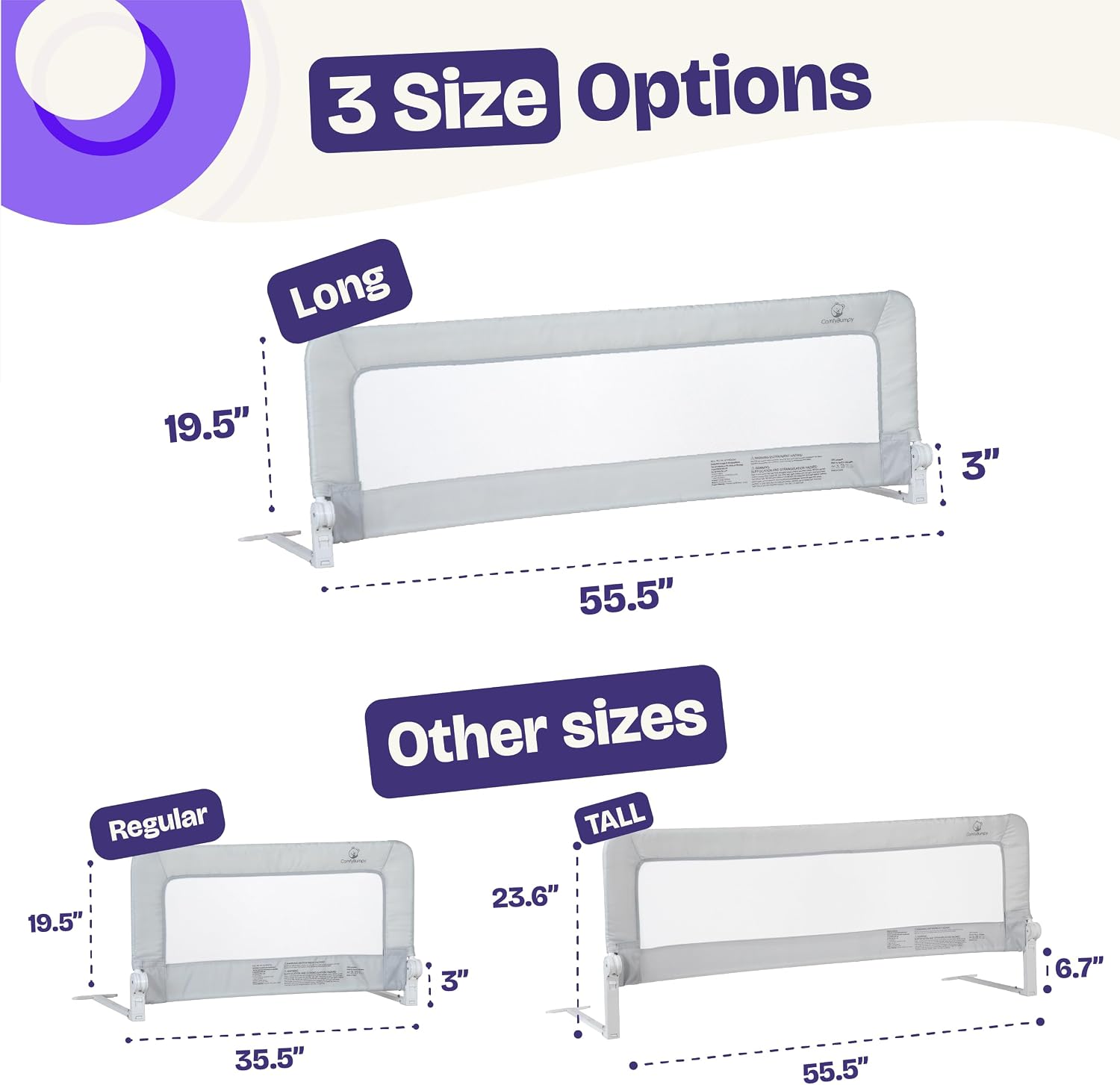 Detalle 2 de ComfyBumpy 55.5" Toddler Bed Rail for Twin–King