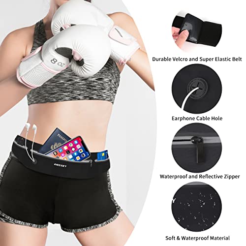 Detalle de HAISSKY Riñonera Deportiva: cinturón de correr impermeable para móvil de hasta 6,9 pulgadas y bolsillos prácticos
