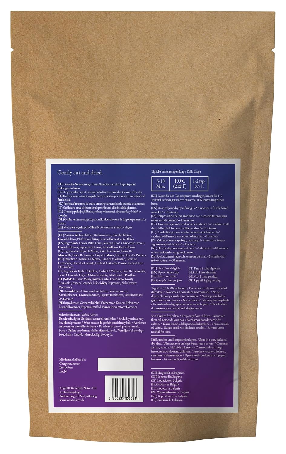Detalle 2 de Abendtee Monte Nativo 120g – Kräutertee lose für Entspannung und Schlaf