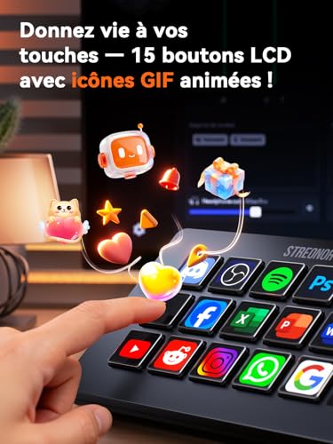 Detalle de STREONOR Stream Controller Standard S15 avec 15 Touches et Barre Info — polyvalent et personnalisable