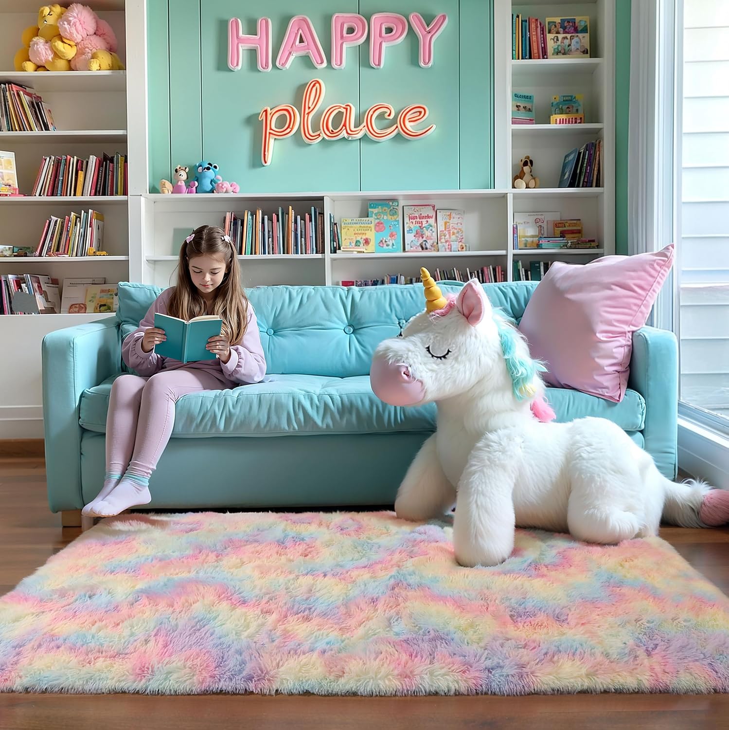 Thumbnail 5 de Fluffy 4x6 Area Rug for Girls Bedroom 🏠