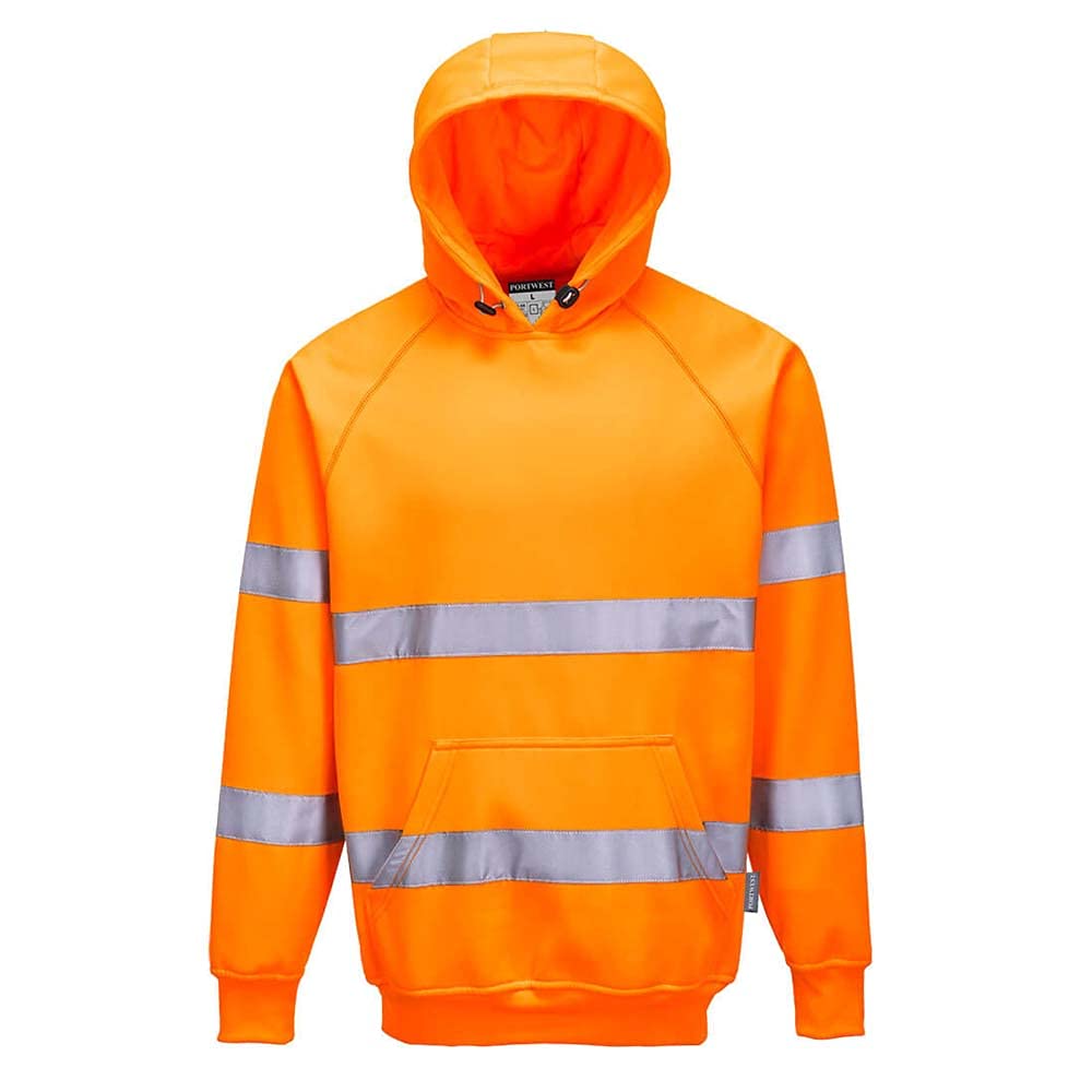 Detalle de Portwest B304 Hi Vis Hoodie Mens EN ISO 20471 Class 3 with Bio Motion Tape, 300g Polycotton, Orange (Size L)