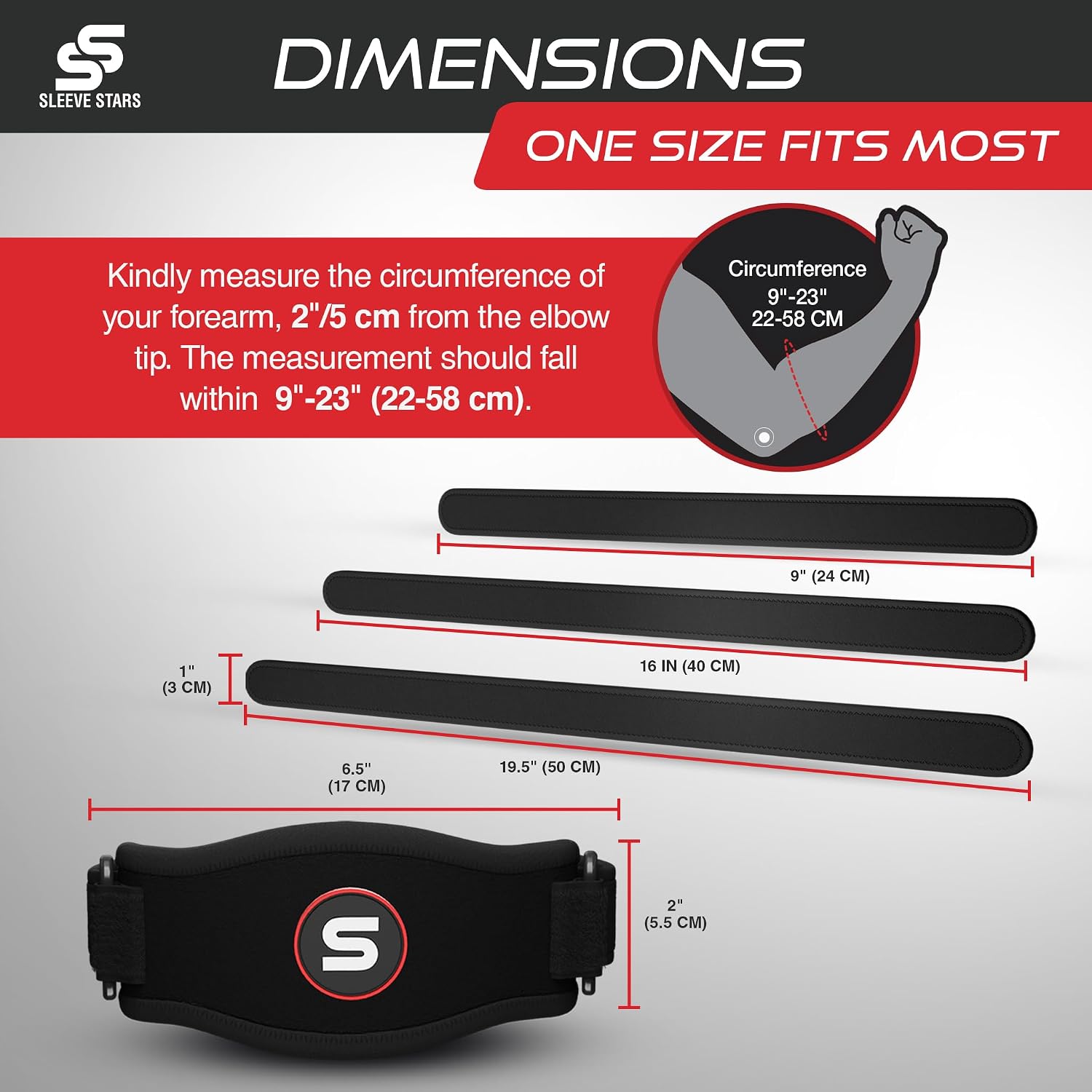 Thumbnail 5 de Sleeve Stars Tennis Elbow Brace Adjustable Strap 9"–23"