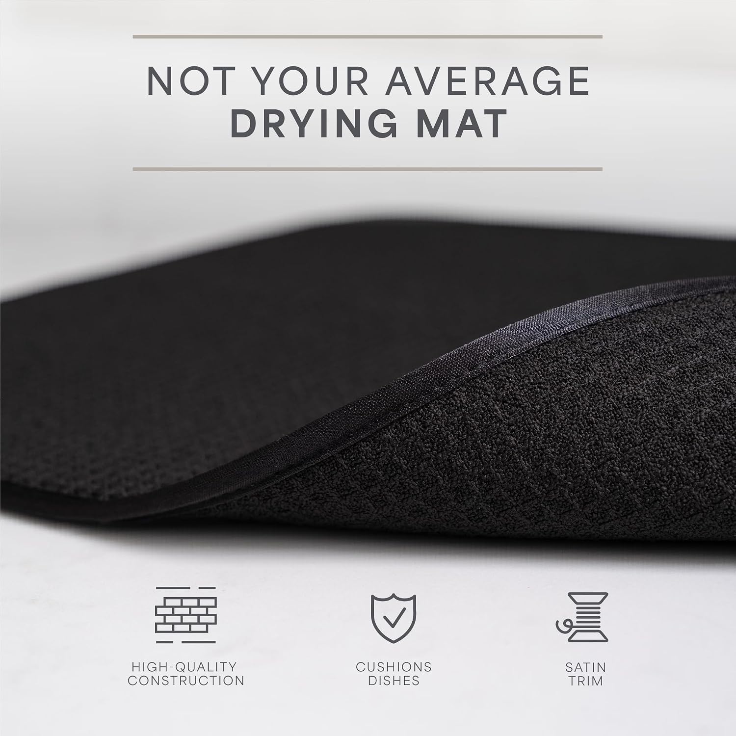 Detalle 2 de S&T INC. 18" x 24" XL Dish Drying Mat, Black Microfiber