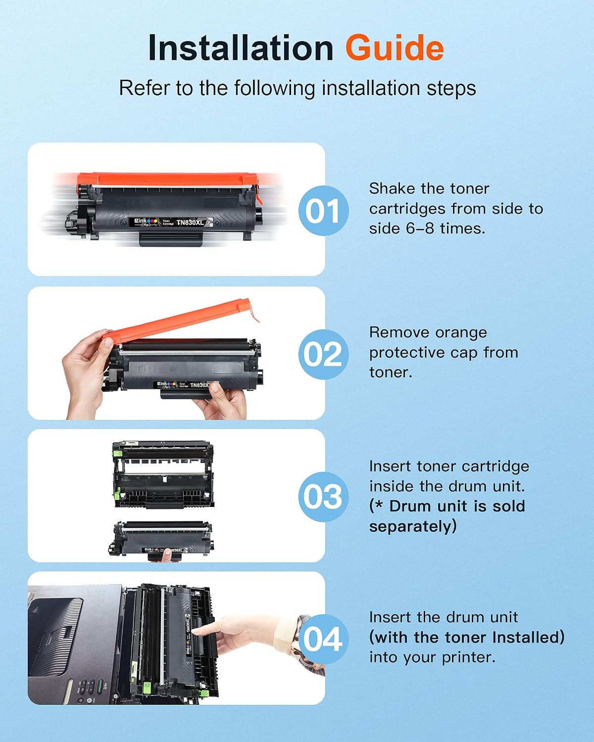 Thumbnail 6 de E-Z Ink Pro TN830XL TN830 Compatible Toner Cartridges, 4-Pack