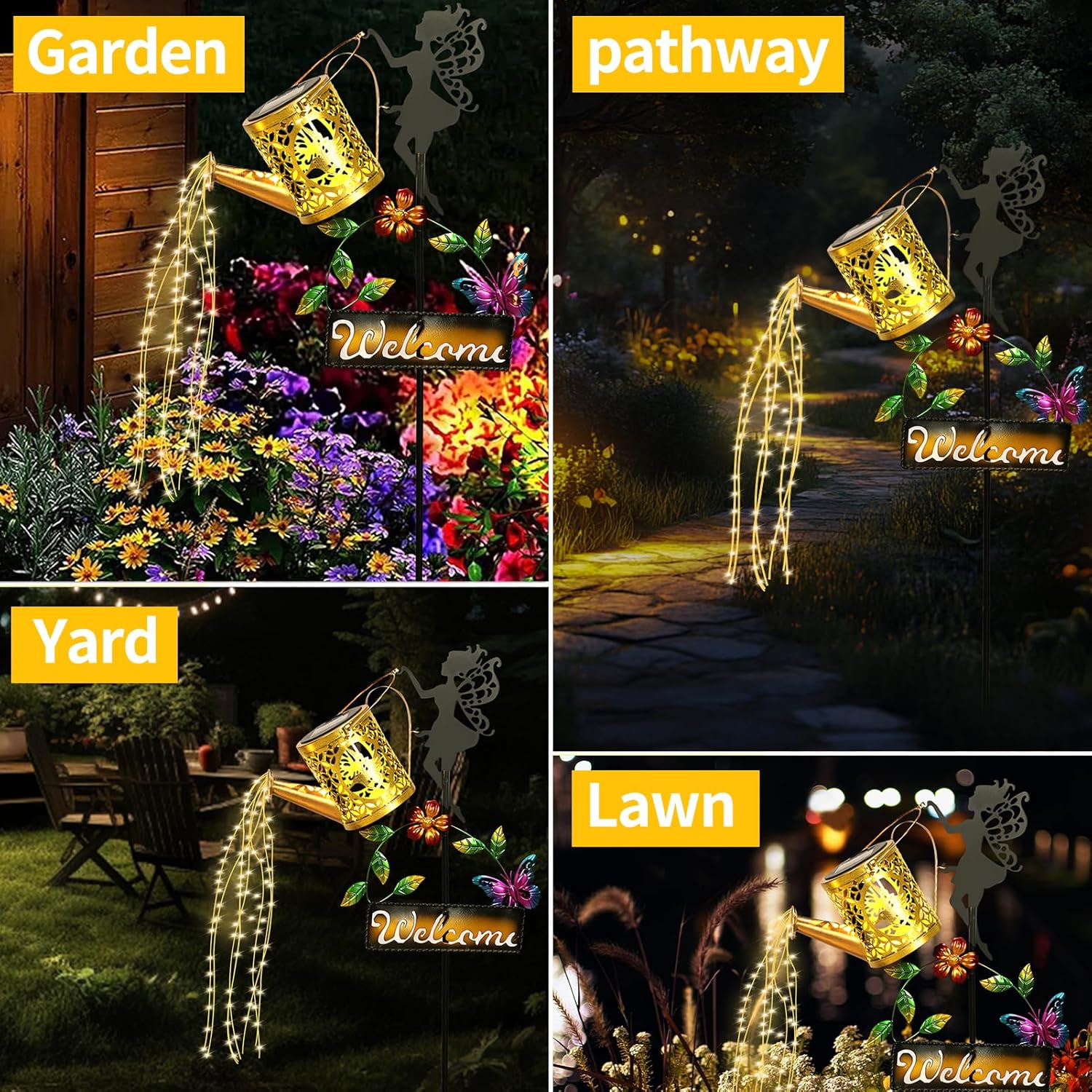 Detalle de ZKLiLi Solar Hummingbird Watering Can Garden Gift with Lights (Waterproof, 8 Lighting Modes)