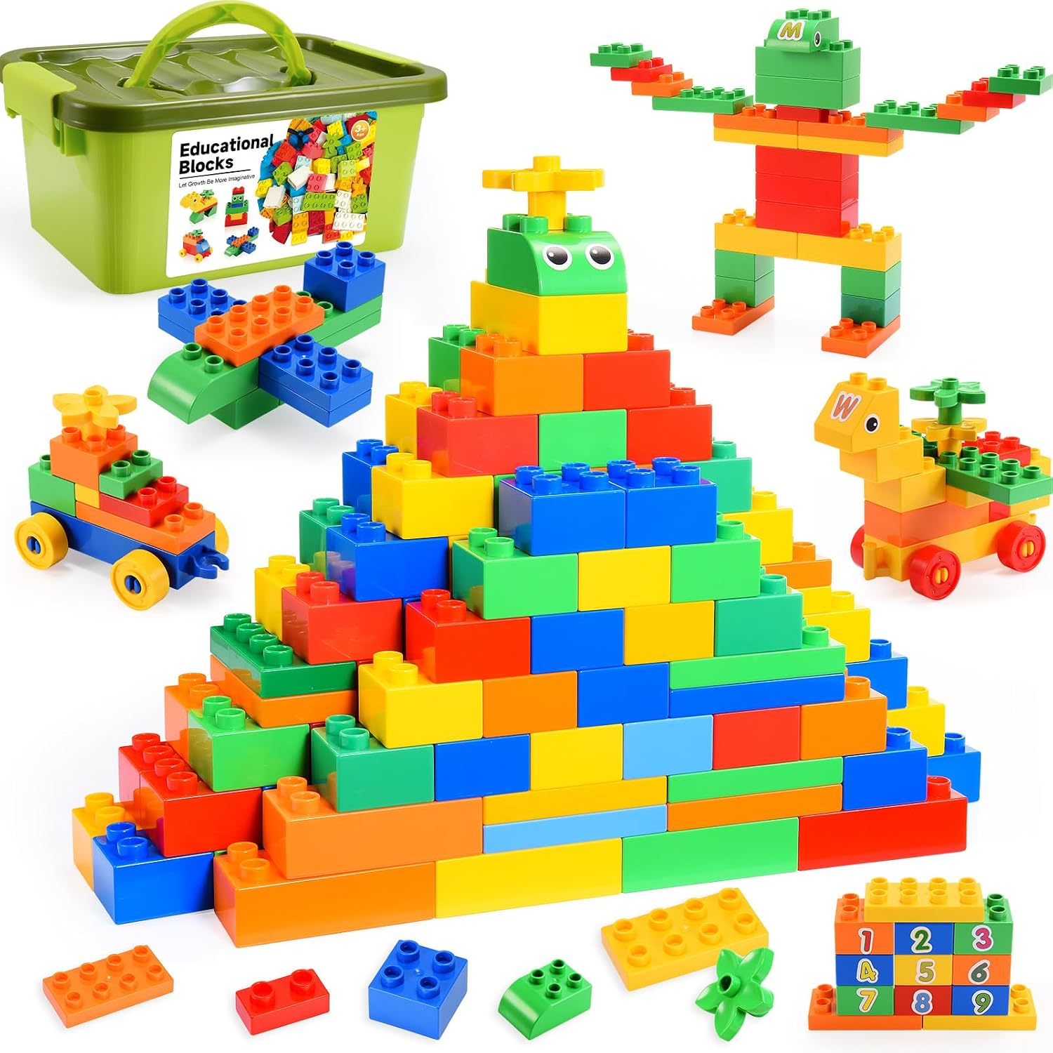 Detalle de iKidiki Duplo-Bausteine ab 2–6 Jahren, 73 große Steine im Set mit Box & Anleitung