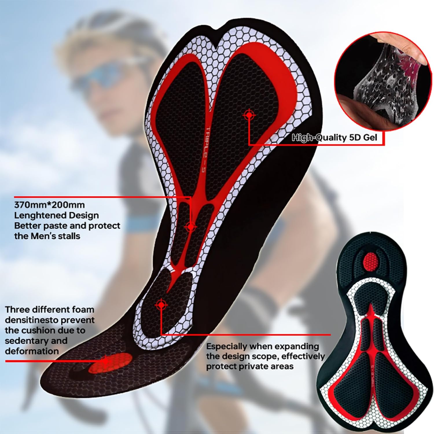 Detalle de SIKLIN Rennrad Trikot Kurzarm Herren Set mit 5D-Gelpolster – Sommerbekleidung, 5 Taschen