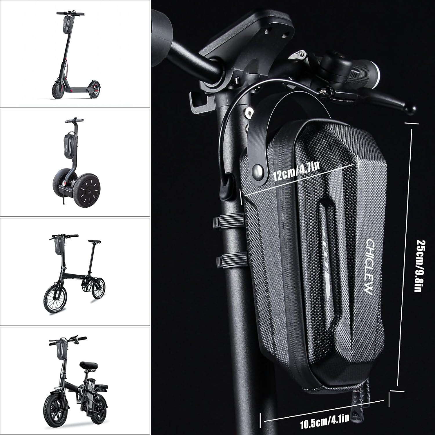 Detalle de CHICLEW Scooter Tasche für Roller – Front Tube Bag Groß, wasserdicht, 2 l, kompatibel mit Xiaomi M365 / Ninebot ES1–ES4