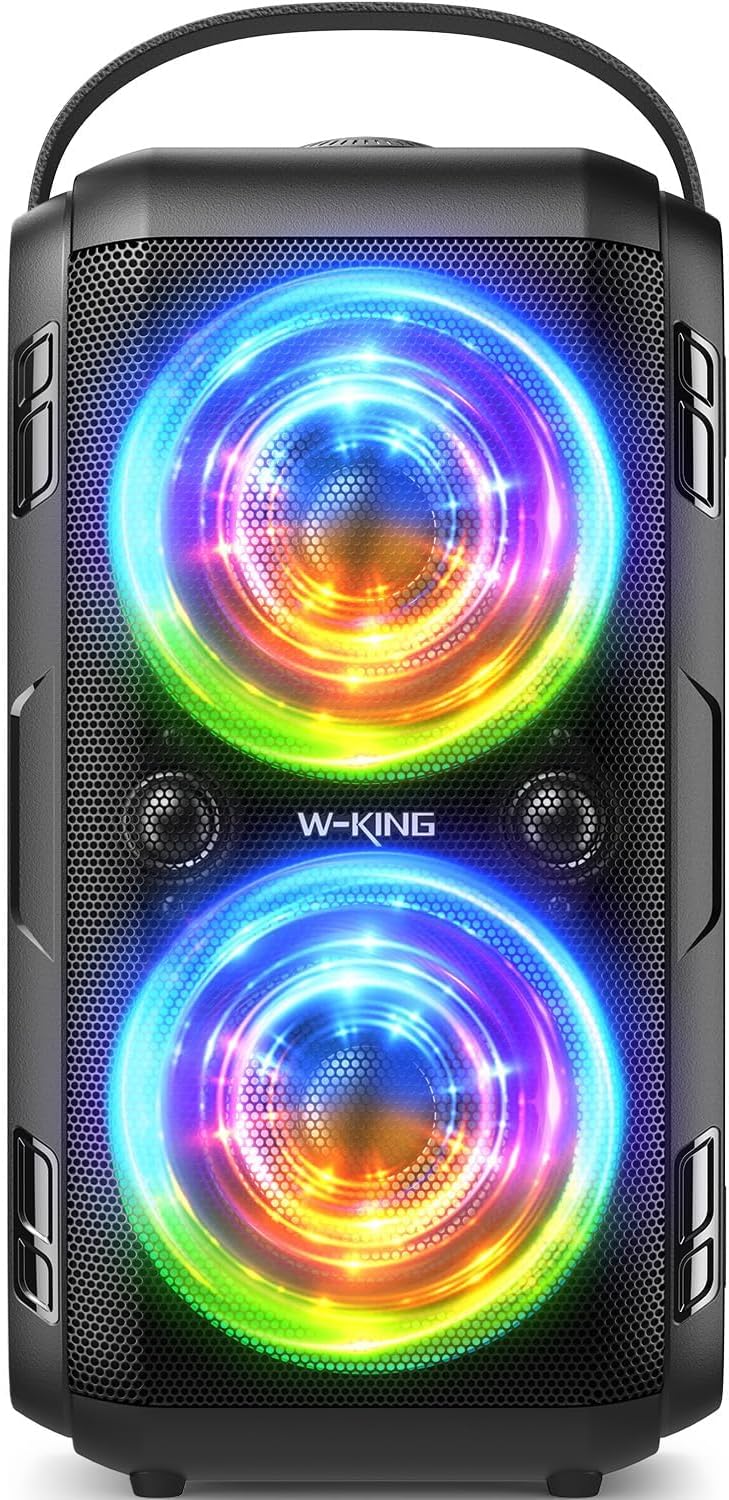 Detalle de 180W PEAK W-KING Bluetooth Musikbox mit 105 dB, IPX5, LED-Licht & 24h Akku