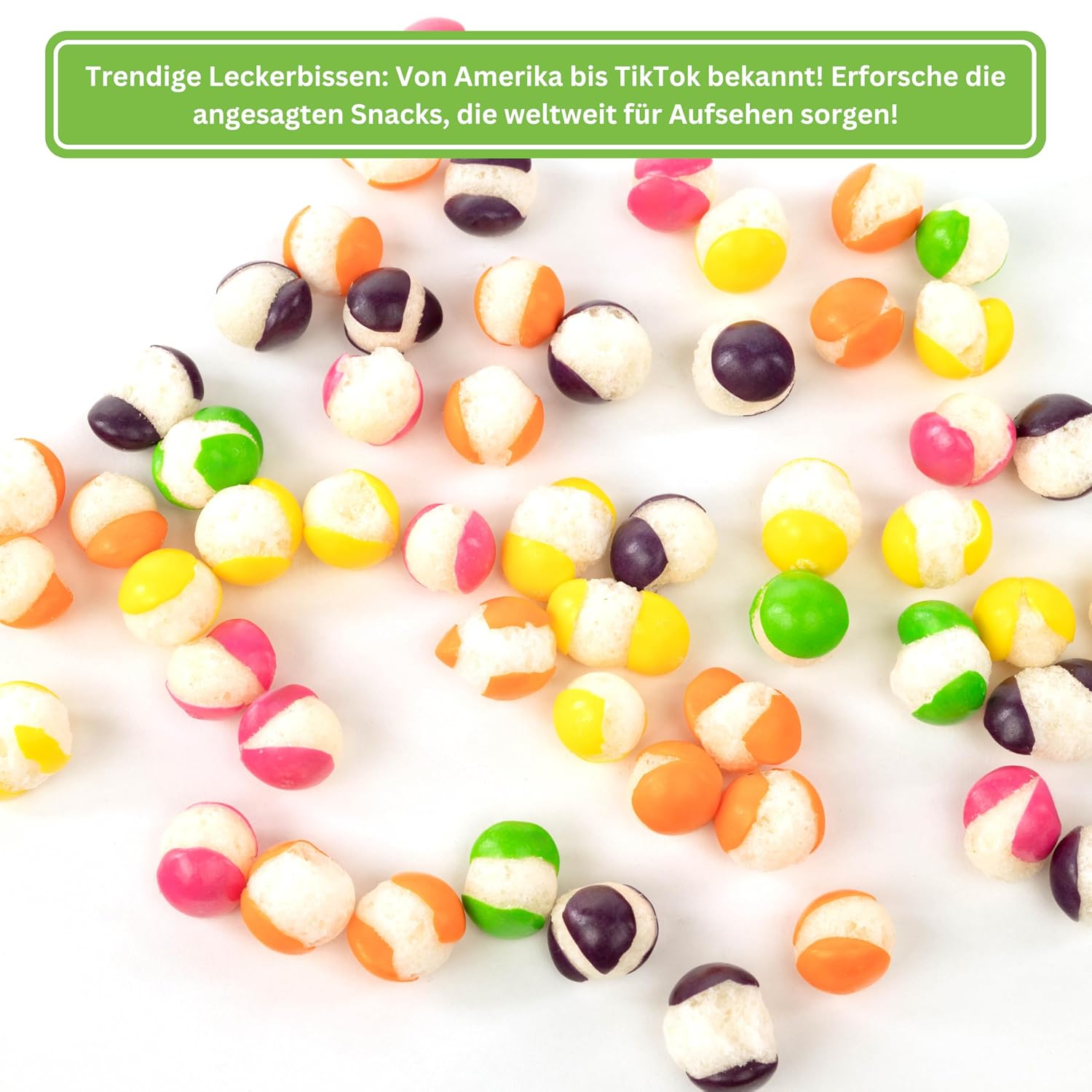 Detalle de Color Bites – Gefriergetrocknete Süßigkeiten (4x100 g) Knusprige Vegane Bonbons – Amerikanischer Trend auf TikTok