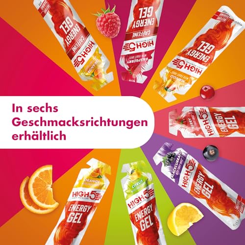 Detalle de HIGH5 Energy Gel Raspberry mit Koffein – 20 x 40 g
