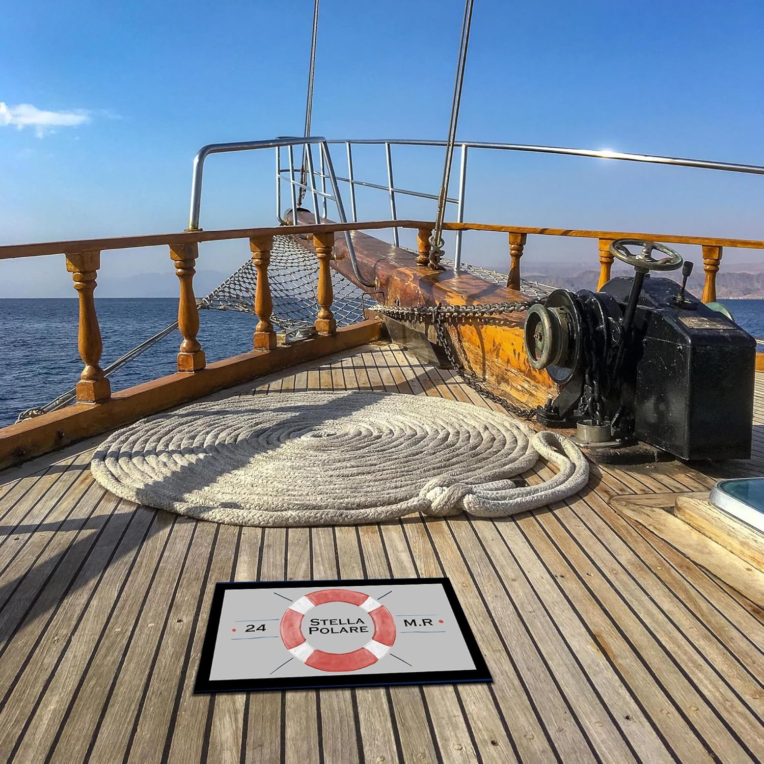 Detalle de Heart Of True A Captain – Zerbino personalizzato per barca 40x70 cm (e 50x80 cm) in gomma riciclata