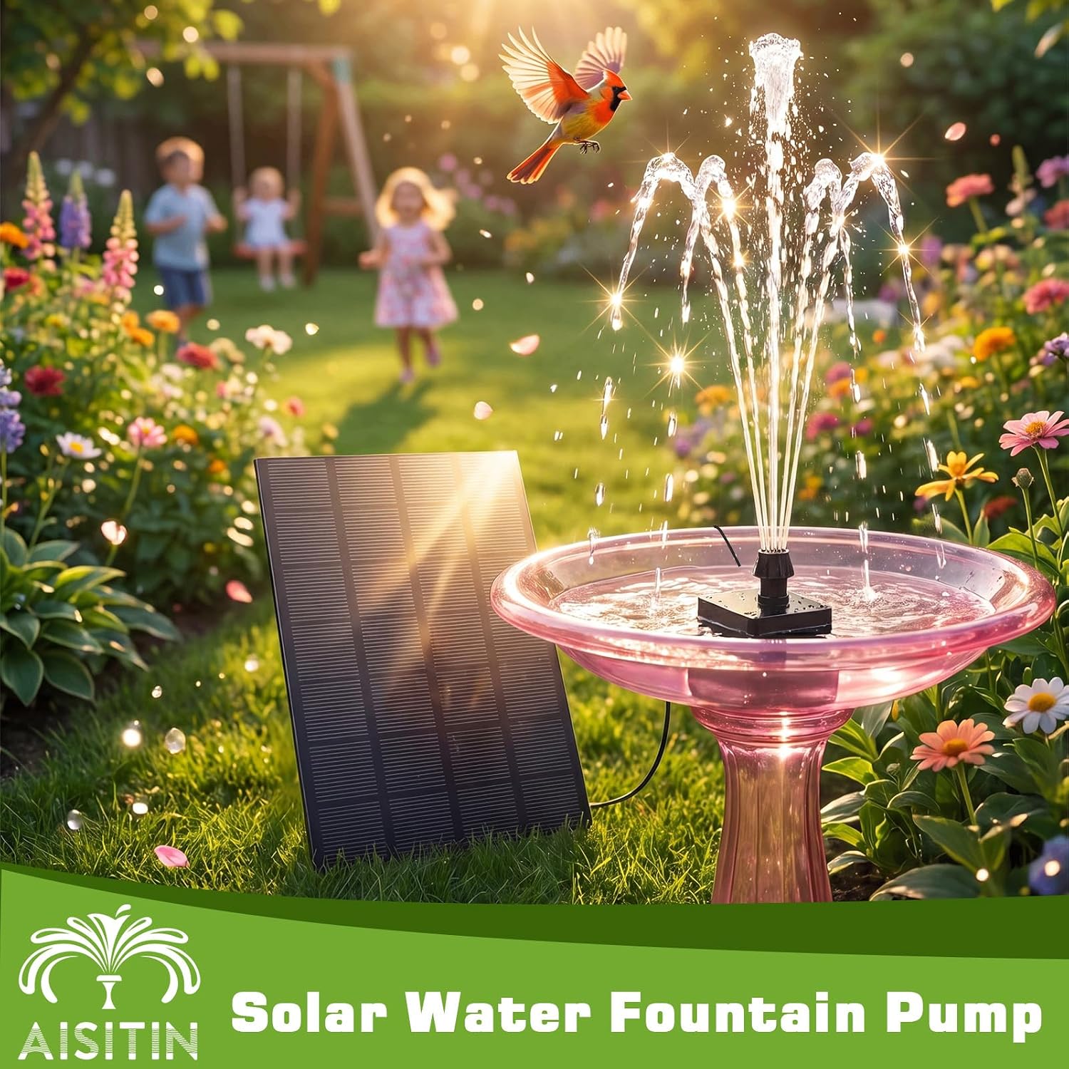 Detalle 2 de AISITIN 4W Solar Fountain Pump – High-Efficiency, Flexible DIY Water Feature