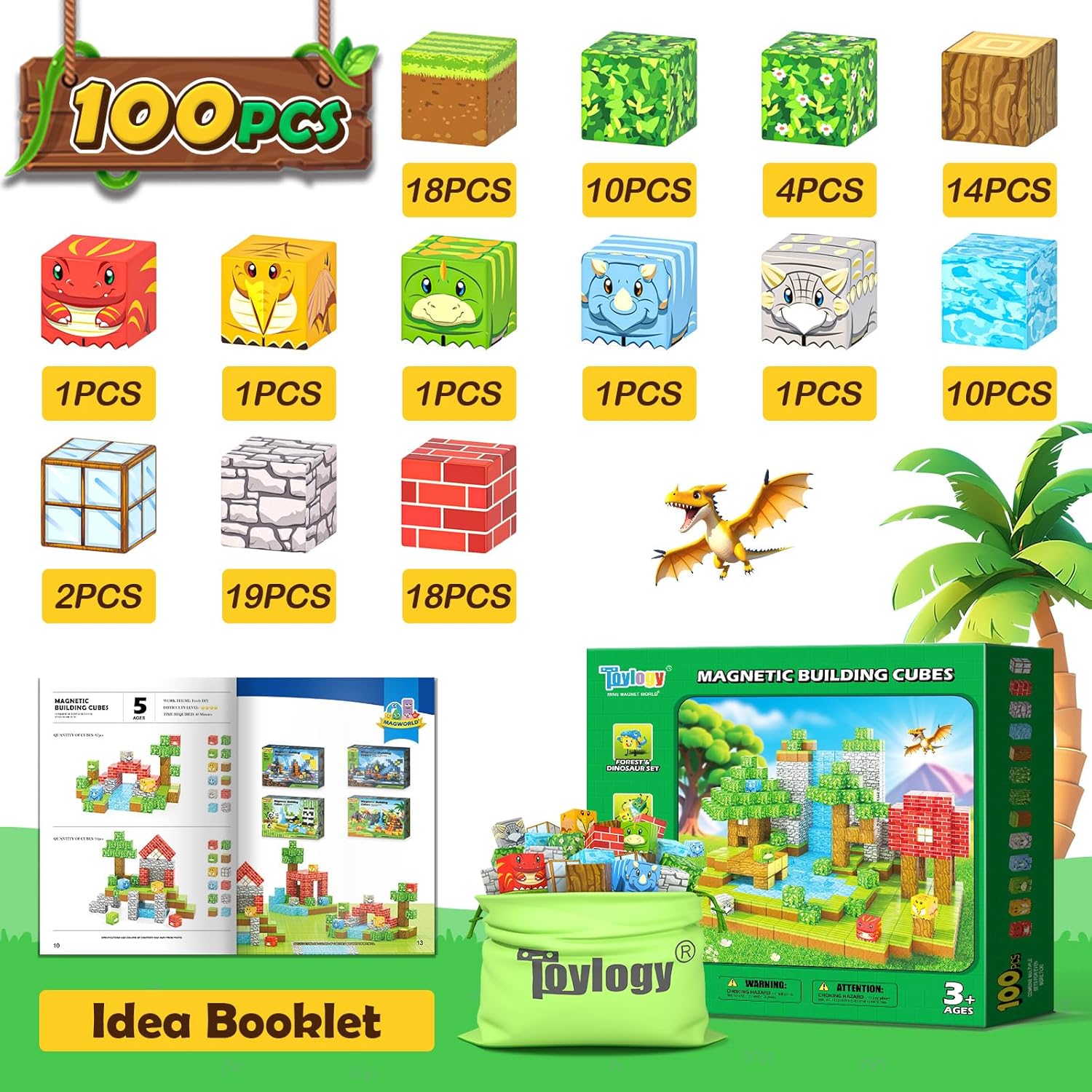 Detalle de Build Mine Magnet World 100PCS magnetic blocks set 🧩