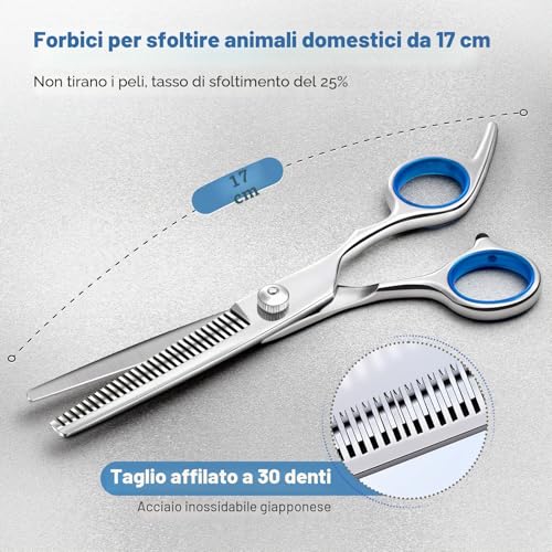 Detalle 2 de Gimars 4CR Forbici Toelettatura Cani Professionali 6 in 1: acciaio inossidabile, rivestimento ceramico e punta di sicurezza