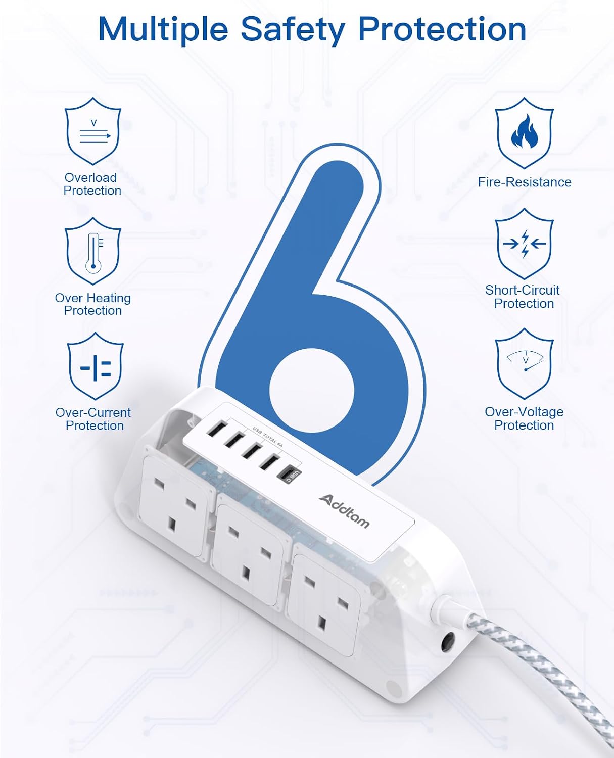 Thumbnail 6 de Addtam 3M Extension Lead with USB Slots