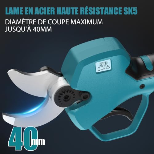 Thumbnail 2 de RINOXAR Sécateur Électrique Sans Fil 40 mm – 21V, 2x2000mAh, moteur sans balais