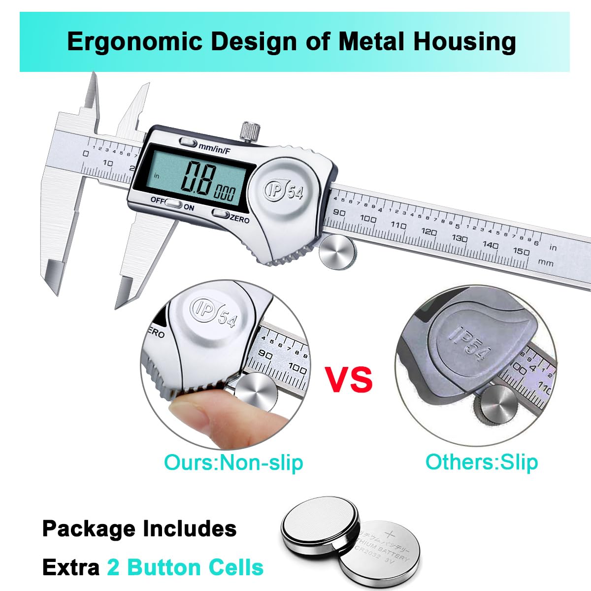 Thumbnail 5 de Kynup Digital Caliper (6 Inch) with Large LCD, IP54 Splash Proof, Inch/Metric Fraction Switch