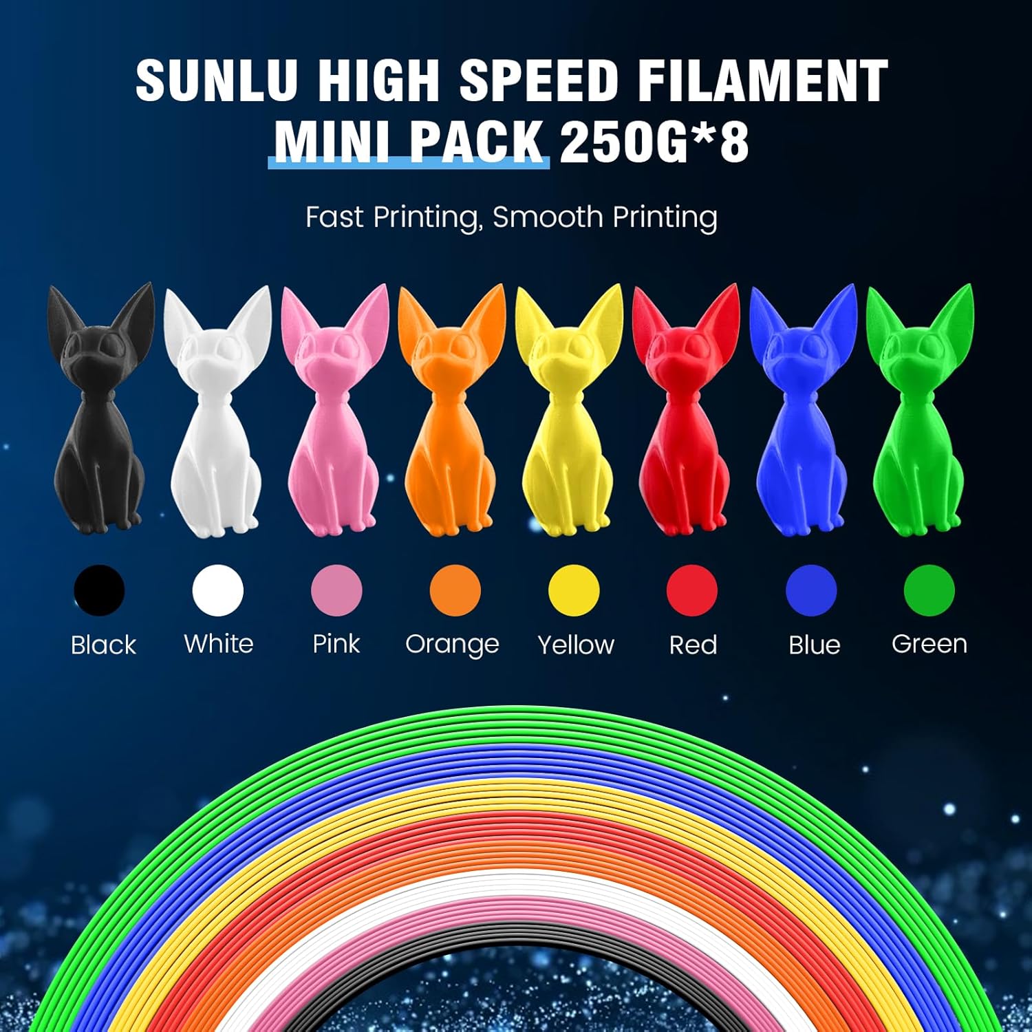 Detalle de SUNLU PLA Filament 1.75 mm – 8 Rollen, jeweils 0,25 kg, Schnell Drucken