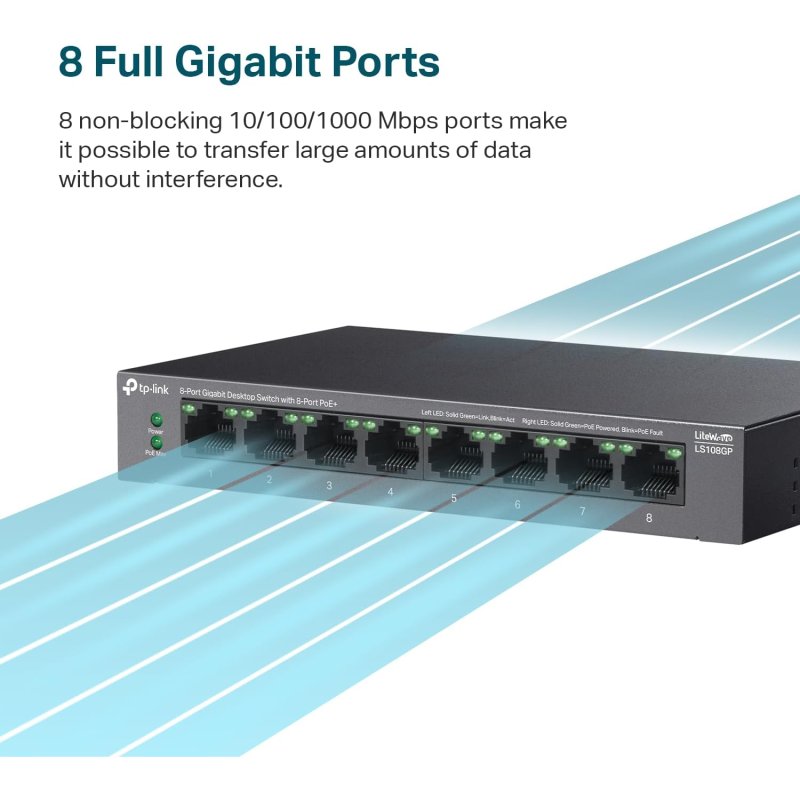 Thumbnail 3 de TP-Link LS108GP Switch 8 Puertos Gigabit PoE+ 250 m