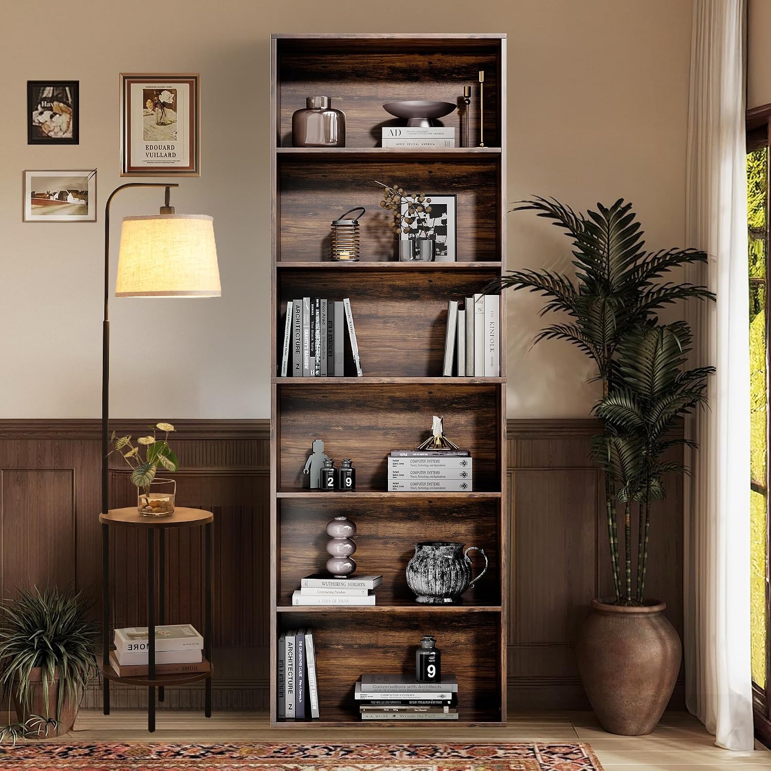 Thumbnail 2 de GRUSIGN SJ-6T-BRN 71-Inch 6-Tier Bookshelf in Brown