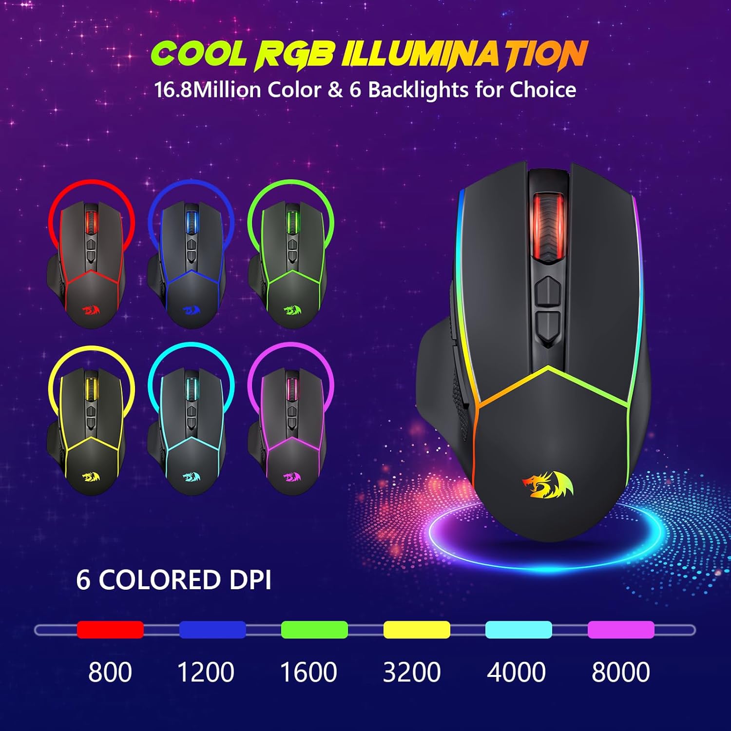 Detalle de Redragon M814 Kabellose Gaming Maus 8000 DPI