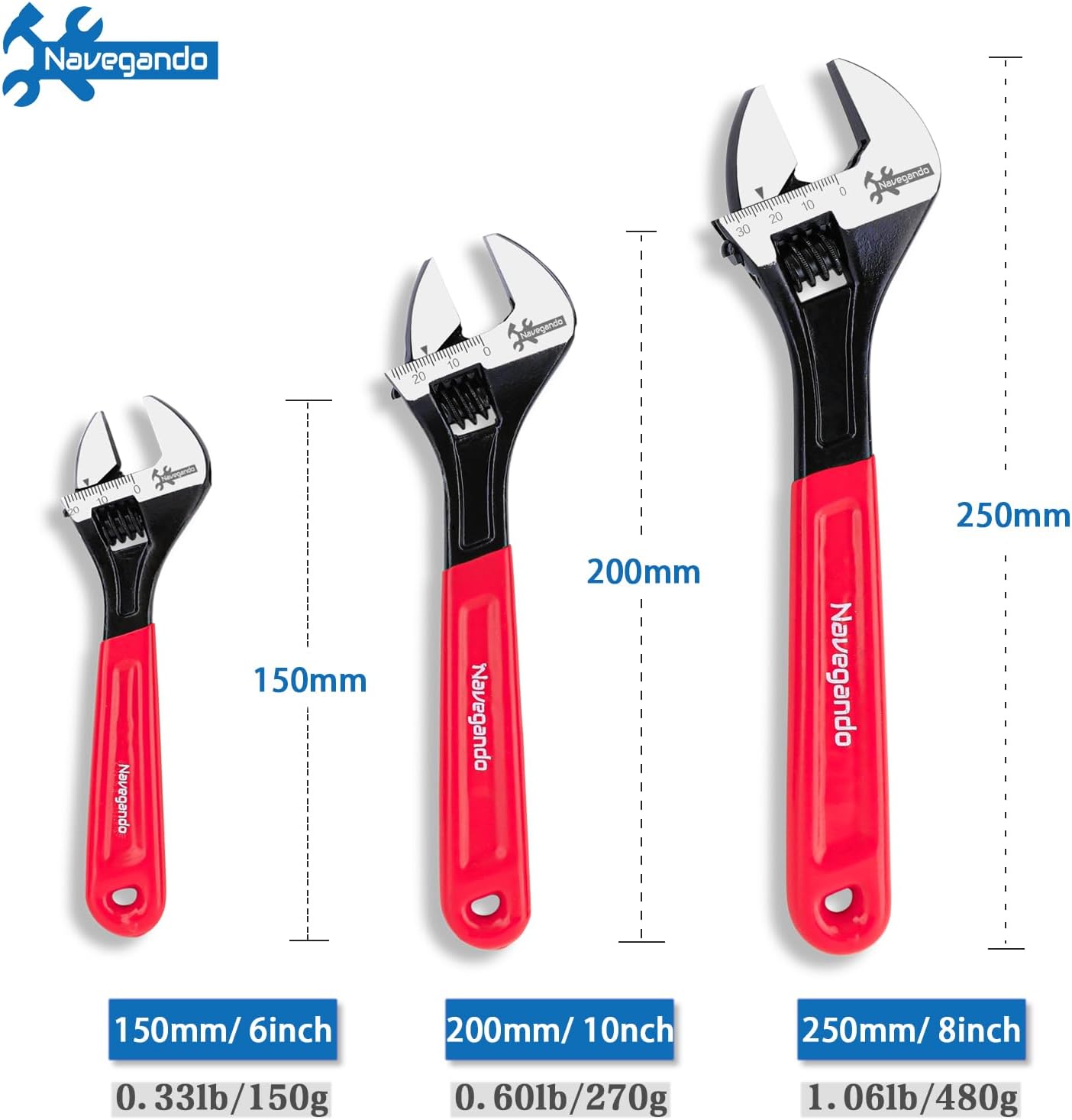 Thumbnail 1 de Navegando Adjustable Spanner Set 3-Piece 6/8/10 Inch