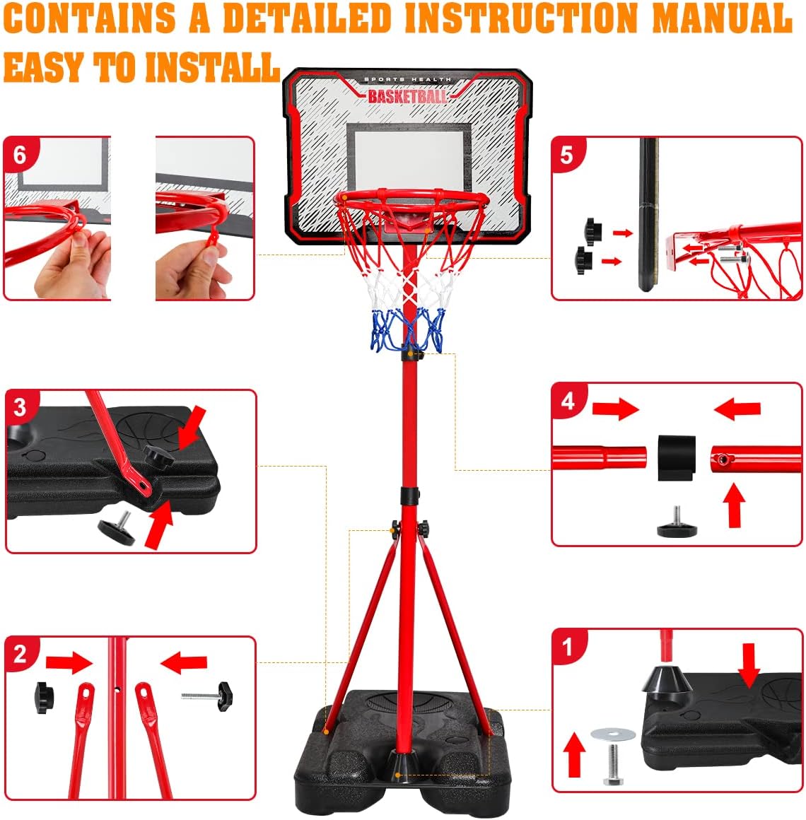 Thumbnail 4 de MELAND Kids Basketball Hoop Outdoor 104-190cm