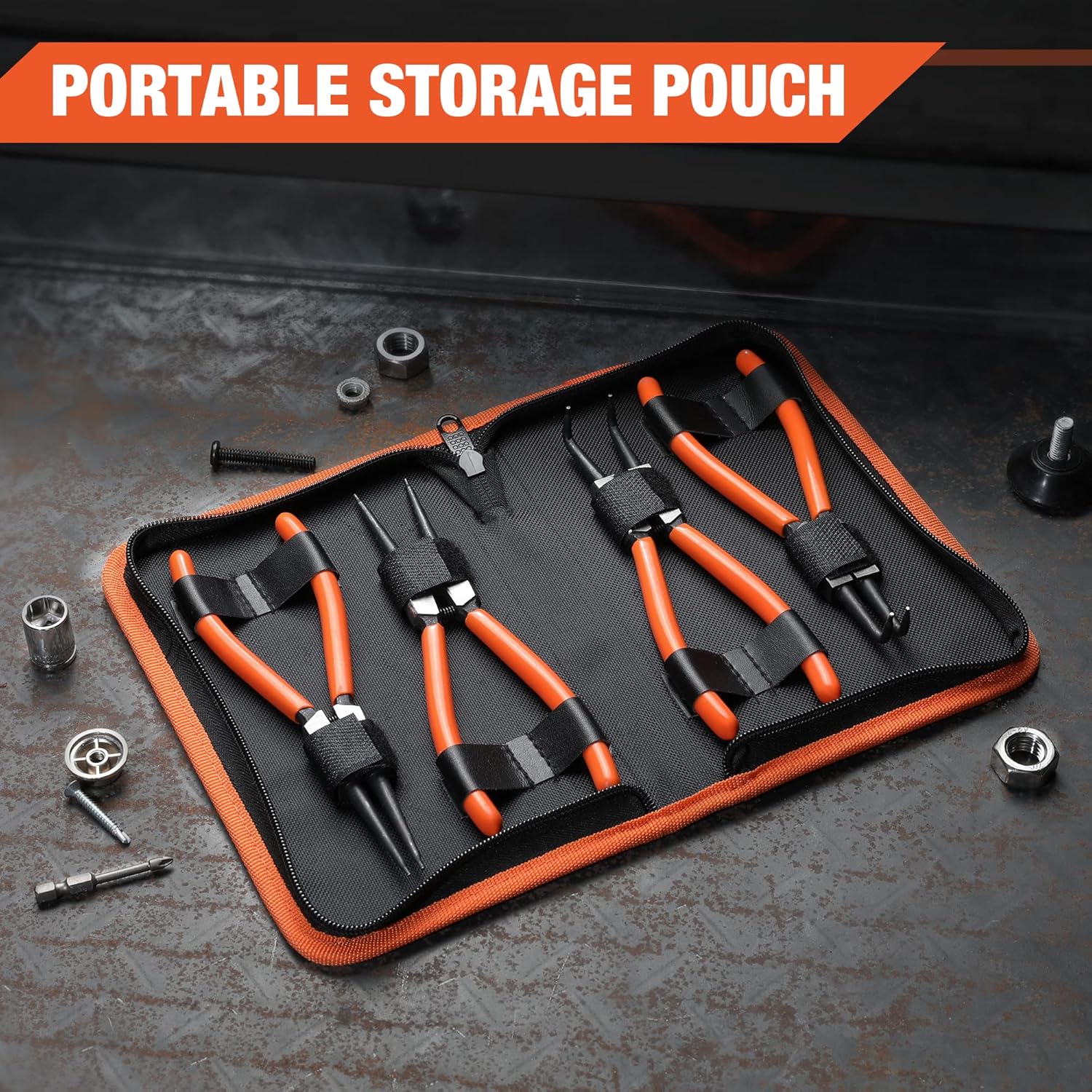 Thumbnail 5 de ValueMax 180mm Circlip Pliers Set – 4‑Piece Internal & External Snap Ring Pliers in Zip Case