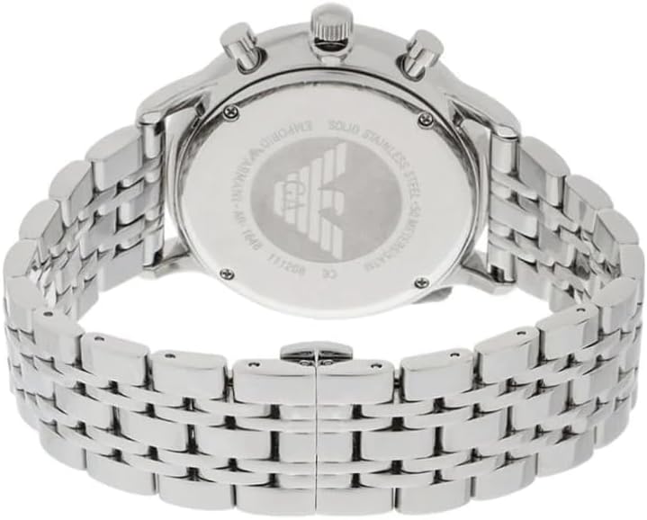 Detalle 2 de Emporio Armani Herrenuhr mit Quarz-Chronograph, 42 mm Edelstahlgehäuse, blaues Zifferblatt, Edelstahlarmband