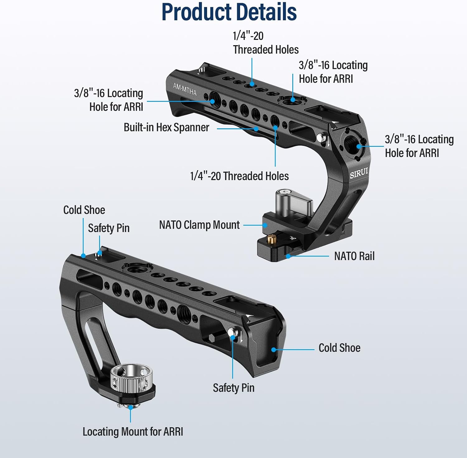 Detalle 2 de SIRUI AM‑MTHA Top Handle 2‑in‑1 für ARRI/NATO