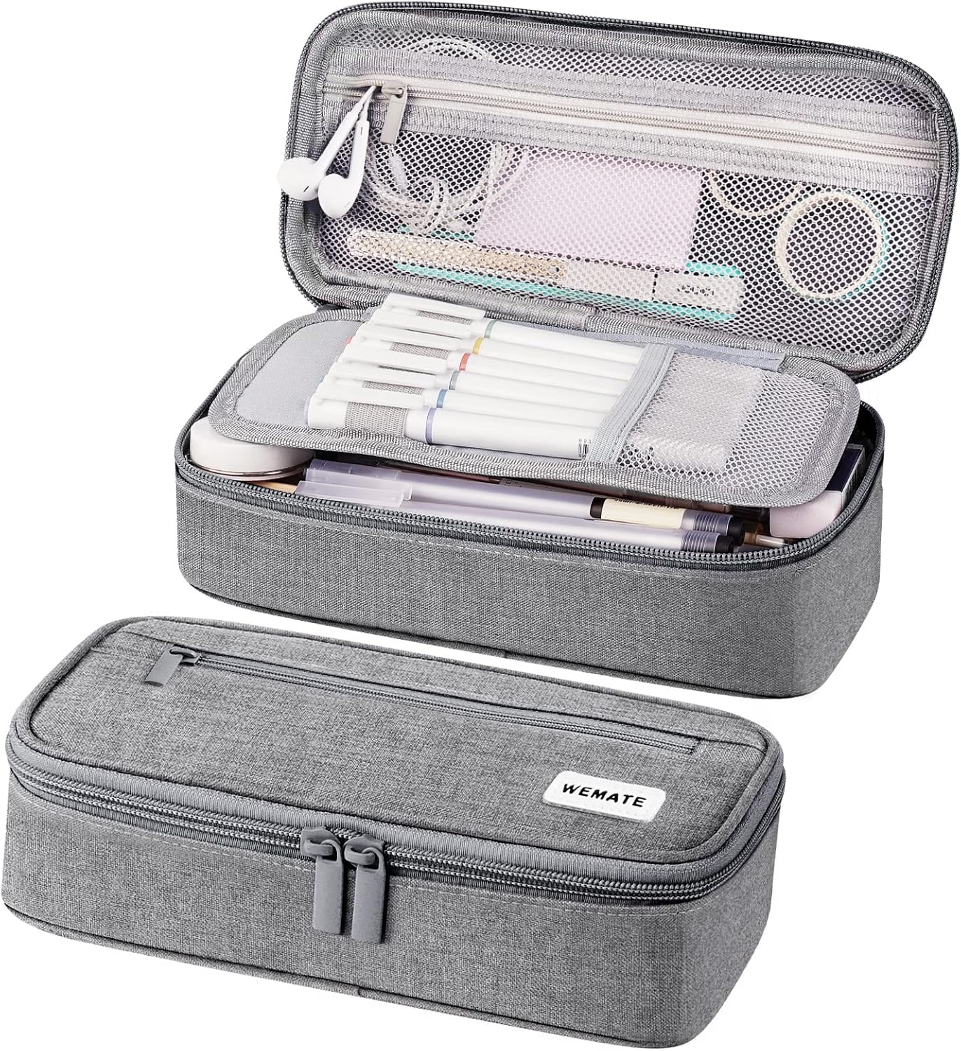 Detalle de WEMATE Large Pencil Case: High‑Capacity Canvas Pouch for Daily Use