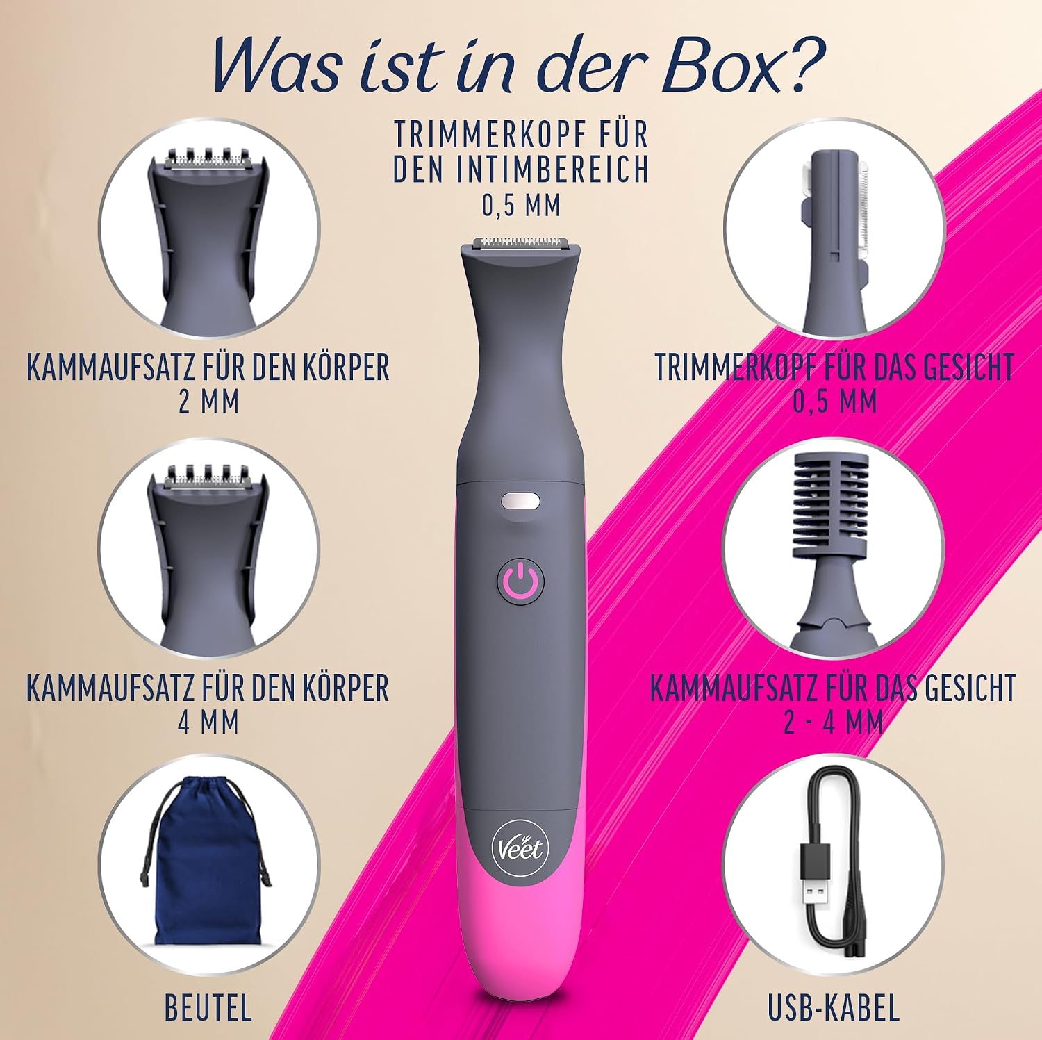 Thumbnail 4 de Veet Expert Intimate All-In-One Trimmer – Damen Haarentfernung für Gesicht, Augenbrauen, Achseln und Intimbereich