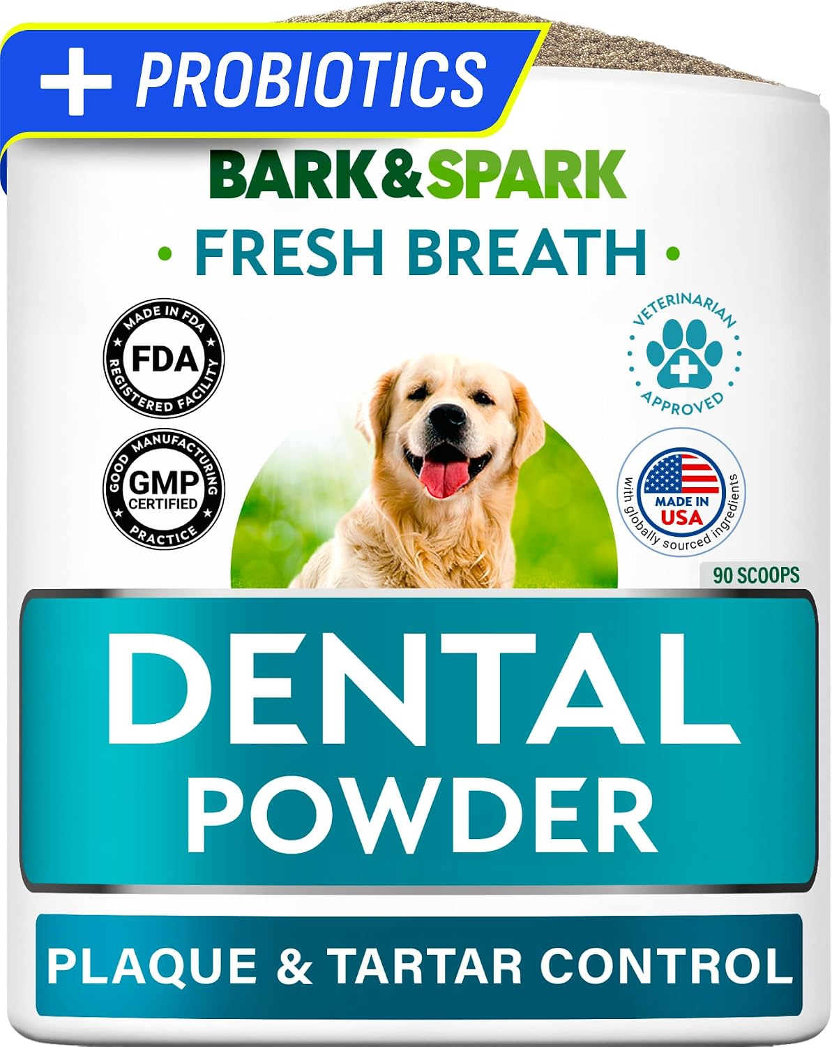 Detalle de BARK&SPARK BS097--PWR02 Dog Dental Powder with Probiotics, Kelp & Green Tea