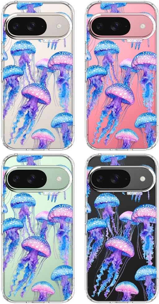 Thumbnail 2 de MOSNOVO Clear Case for Google Pixel 9 / Pixel 9 Pro – Mystic Jellyfish Design