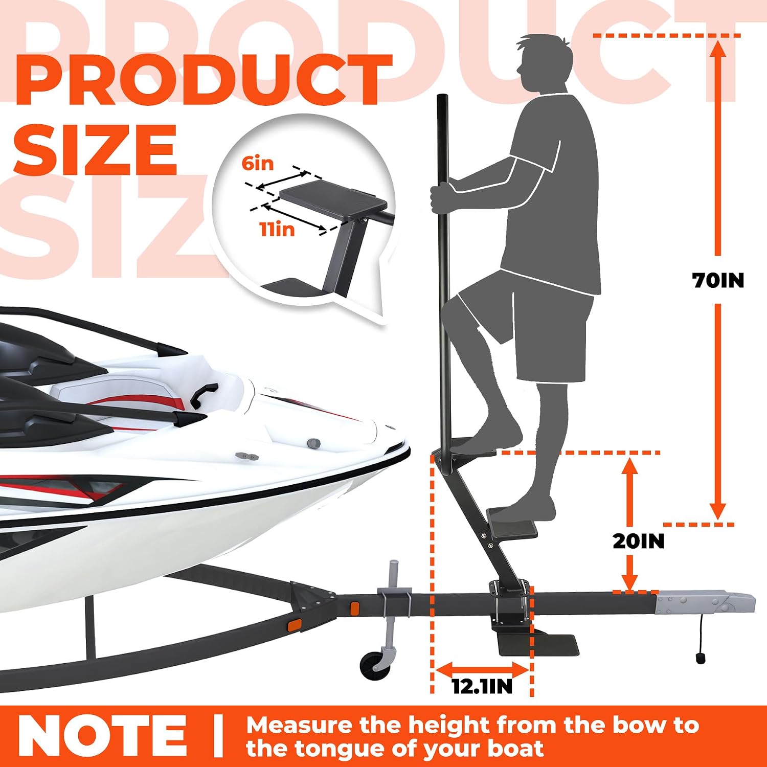 Thumbnail 1 de 3-Step boat trailer steps with handle