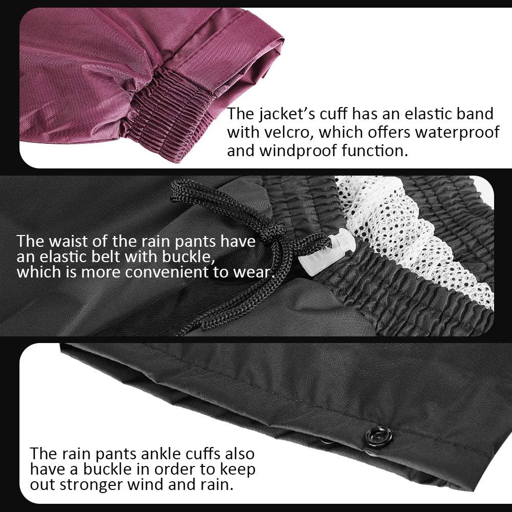 Thumbnail 6 de ILM Ilm-rs02 Women’s Motorcycle Rain Suit, Wine Red, 6 Pockets
