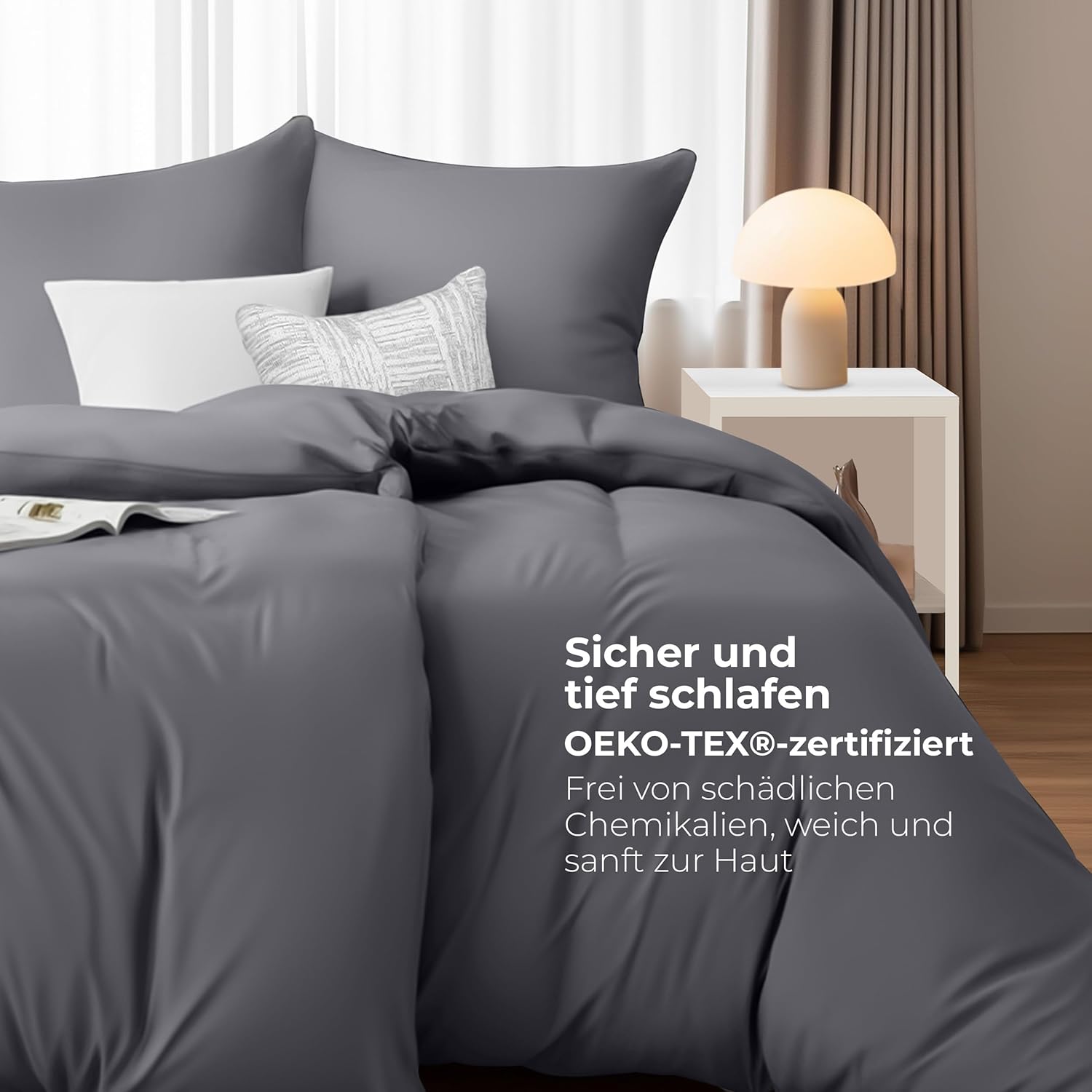 Thumbnail 2 de Utopia Bedding Bettwäsche 135x200 4tlg Grau