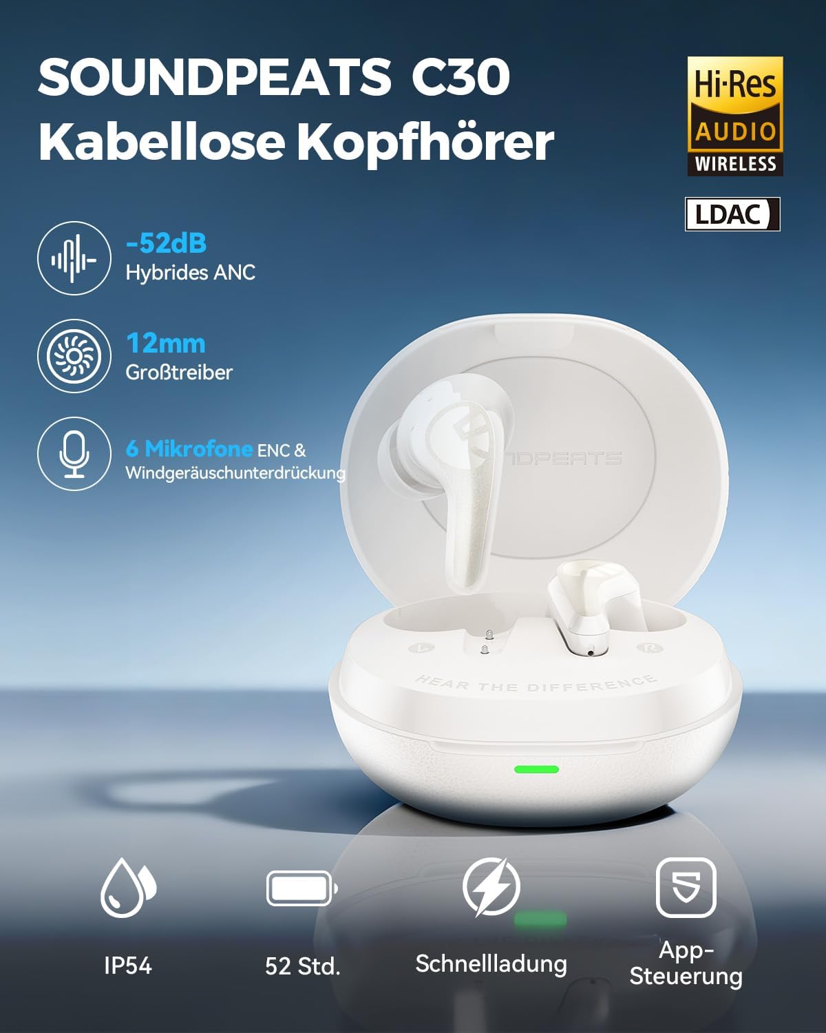 Detalle 2 de SoundPEATS C30 Bluetooth Hi-Res Kopfhörer