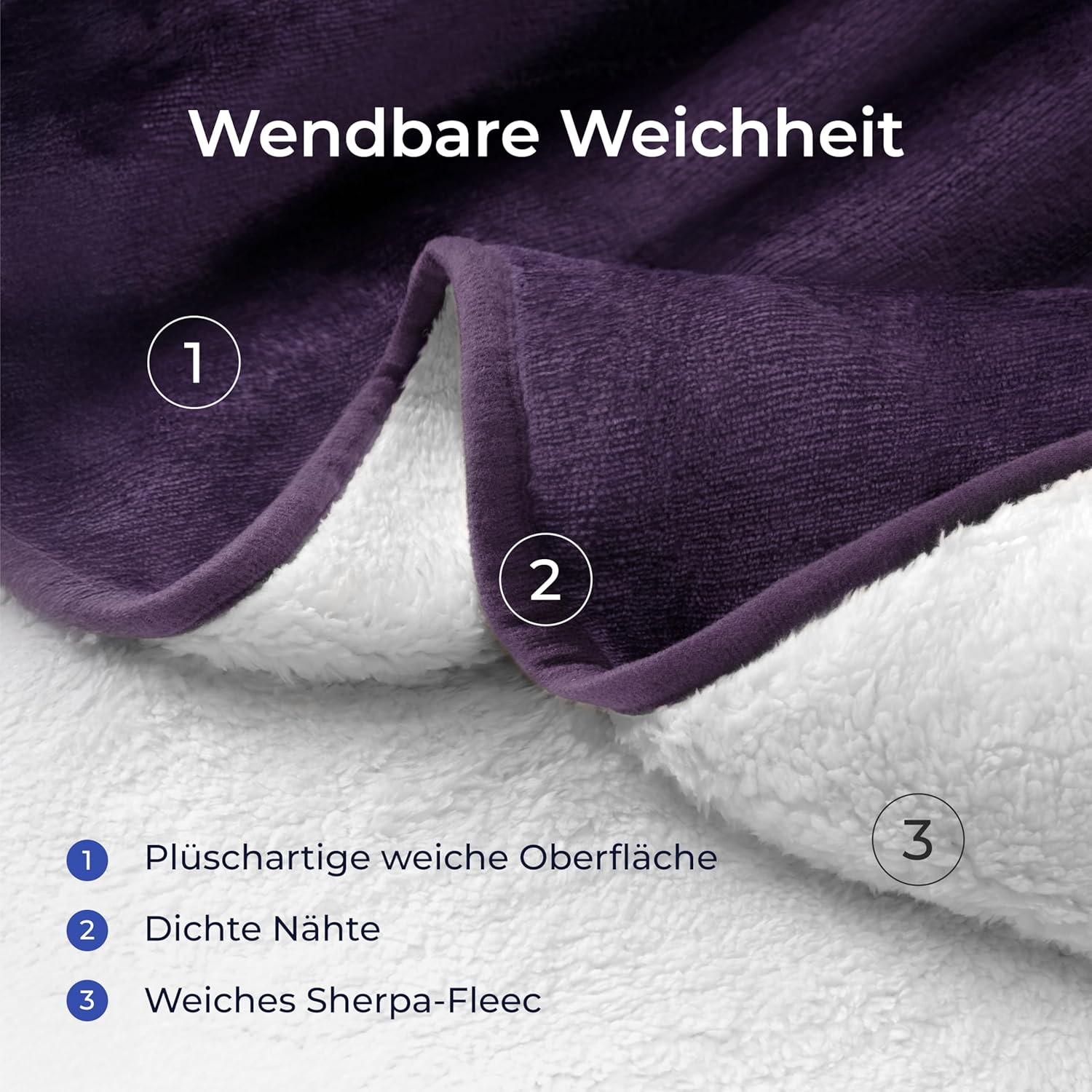 Thumbnail 3 de Dreamzie wasserfeste Decke 127x152 cm – reversible Hundedecke für Sofa & Bett, Sherpa-Fleece, waschbar (violett)
